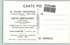 Ed. Fildier Cartophilie - Sarah Bernhardt Documents et photographies AK AK - Geschichte 1980