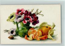Blumenvase, Früchte , gute Erhaltung AK Stillleben Lithographie