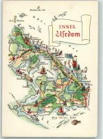 17419 O2252 Seebad Ahlbeck - Landkarte Insel Usedom Zeichnung A. Hoppe Leipzig