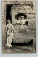 NPG Serie 195 - Buchstabe E , Jugendstil AK Buchstabenkarte 1904 Fotomontage AK