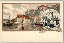 88709 W7758 Meersburg , Bodensee Lithographie Schloss sign. Mutter, K.