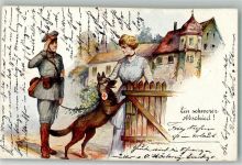 Schwerer Abschied WK I Sanitätshund 1917 Künstlerkarte