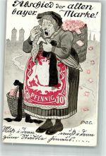 Abschied der alten bayer. Marke Philatelie Briefmarke Engelhard, P.O. / POE Künstlerkarte