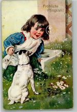 Kind Hund Seifenblasen T.S.N. Serie 577 Pfingsten 1907 Künstlerkarte