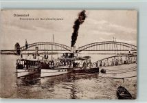 W4000 Düsseldorf Rheinbrücke, Anlegeplatz mit Dampfer ca 1913 AK Rheinschiff