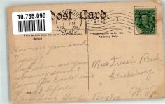 sign. MDS Kleines Mädchen mit Teddybär Künstlerkarte Flaggenstempel Teddy 1908 Gebrauchsspuren
