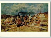 Konstantin Apollonowitsch Sawizki Reparaturarbeiten an der Eisenbahn Kunst Russland