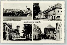 09496 O9340 Marienberg , Erzgeb - Blick vom Goldkindstein Am Markt mit HO-Schnellgaststätte Zschopauer Tor 4-Bildaufnahme Foto Schlegel
