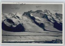 Gornergletscher vom Gornergrat Zwillinge Breithorn Kl. Matterhorn Berg