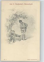 Skizzenbuch Nr. 3 - Gartenbank - "Frisch gestrichen" 1904 AK Hendschel, A. Künstlerkarte
