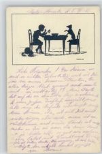 Scherenschnitt Serie C. Nr. 34 - Tierschutzverein AK Kinder Hund und Katze Krause-Carus, A.