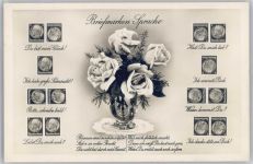 Blumenvase mit Rosen Briefmarkensprache 1942