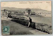 Fuenterrabia Hondarribia 1907 Foto AK Schwimmbad Marke bildseitig