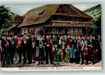 Bauernhochzeit Volksleben Schwarzwald 1911 Prägedruck