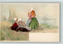 Hollandtrachten - 1900 Frauen stricken - Scheveningen Cassiers, H. Künstlerkarte