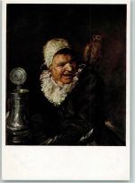 Gemälde von Frans Hals - Hille Bobbe mit einer Eule auf der Schulter Eule