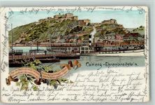 56068 W5400 Koblenz am Rhein 1907 Lithographie Dampfer Ehrenbreitstein Reben