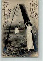 Fotoverlag NPG Serie 195 - Jugendstil - Buchstabe A AK Buchstabenkarte Fotomontage AK