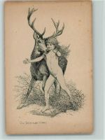 Nr. 51 Du sollst nicht töten - nacktes Kind mit einem Hirsch Fidus Künstlerkarte