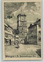 88239 W7988 Wangen im Allgäu - Künstlerkarte Merian- Ravensburger Tor - Federzeichnung