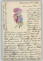 1900 Sonnenschirm AK Liebe Künstlerkarte