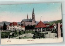 77815 W7580 Bühl , Baden 1911 - Bühl in Baden, Stadtgarten, Kirche