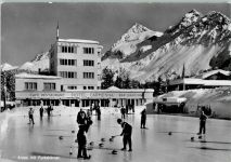 Arosa Hotel Carmenna , Spiel auf dem See Curling 1965 Foto AK