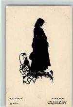 sign Konewka - Gretchen - Ackermann Serie 120 AK Scherenschnitte Goethe 1918