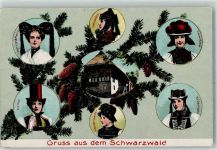 W7742 St. Georgen im Schwarzwald Edition Guggenheim Nr. 13780 Tannenzapfen AK Trachten Schwarzwald Prägedruck