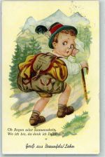 35619 W6333 Braunfels AK mit Leporello Junge Rucksack Spazierstock Nachgebührstempel
