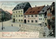 08396 O9611 Waldenburg , Sachs 1907 - Markt mit Obergasse Hotel Goldener Löwe Hotel Deutsches Haus
