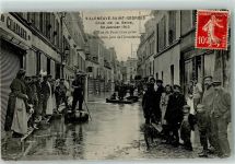 94190 Villeneuve-Saint-Georges 1910 Gebrauchsspuren Crue de la Seine Rue de Paris