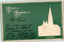 79098 W7800 Freiburg im Breisgau 1903 Prägedruck Gruß aus Freiburg Freiburger Münster