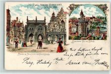 10115 O1193 Treptow 1896 Lithographie Gewerbe-Ausstellung 1896 Spandauer Straße Gerichtslaube Spandauer Tor Brücke Vorläufer