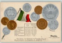 Prägedruck Münzen auf AK Nationalflagge