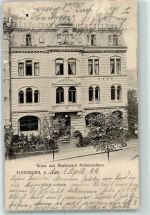 24937 W2390 Flensburg 1904 Karte beschädigt Restaurant Hohenzollern