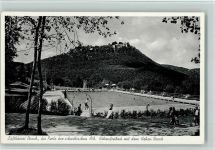 72574 W7432 Bad Urach 1954 - Höhenfreibad, Schwimmbad, sehr gute Erhaltung AK