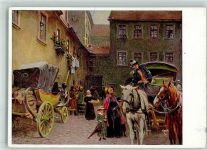 Der alte Bamberger Posthof Postkutsche Lange Gasse 27 sign Prof. P. F. Messerschmitt Privatganzsache Künstlerkarte