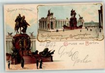 W1000 Berlin Mitte 100jährige Geburtstagsfeier Kaiser Wilhelm I. Denkmal Privatganzsache 1897 Lithographie