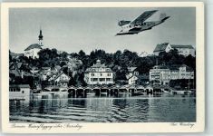 82319 W8130 Starnberg - Dornier Wasserflugzeug Kirche Ruderboot