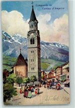 32043 Cortina d'Ampezzo Künstlerkarte Campanile sign. Treiber, H.