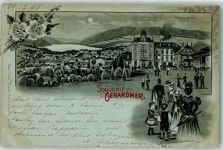 88400 Gerardmer Gerdsee 1898 Gebrauchsspuren Hotel de la Providence Lithographie Mondschein