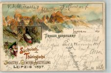 O7000 Leipzig Sächsisch-Thüringische Ausstellung Tiroler Bergfahrt offiz. Karte Nr. 14 Gewerbeausstellung 1897 Lithographie / Künstlerkarte