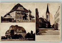 07545 O6500 Zwötzen 1928 Gebrauchsspuren Schützenhaus Schule Dorfkirche Bahnpost Gera- Zug 2121