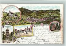 77876 W7594 Kappelrodeck 1899 Lithographie Gruss aus - Aussichtsturm, Schloss Rodeck, AK