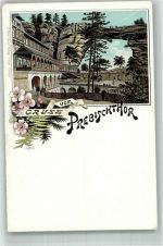 Hrensko Herrnskretschen Lithographie Gasthaus Prebischtor