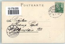60308 W6000 Frankfurt am Main 1902 Prägedruck Goethehaus Zeitung Teller Besteck Frankfurter Würstchen Bier Wappen Bahnpost Frankfurt Zug 20