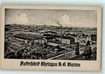 W6520 Worms Zuckerfabrik Rheingau AG , qualmende Schornsteine, AK Fabrik