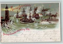 W1000 Berlin Mitte Gruss aus - Marine Schauspiele, Verlag Goldiner - gute Erhaltung AK Gewerbeausstellung 1896 Lithographie