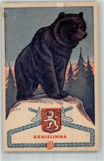 Künstlerkarte Wappen von Suomi Bär Äänislinna 1941-1944 danach Petrosawodsk
